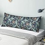 Obal William Morris Body Pillow Cases, Original Design Velvet Long Bolster Pillowcase Pregnancy Maternity Orthopaedic Support Pillow Cover (Double 54'' 137cm, Teal Wilhelmina)