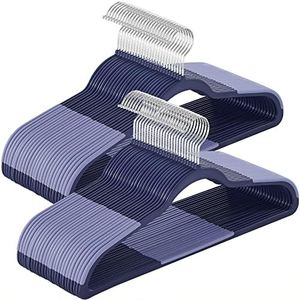 SONGMICS Clothes Hangers, Pack of 50 Plastic Coat Hangers, Space-Saving, Dark Blue Ash and Light Blue Ash UCRP050C05