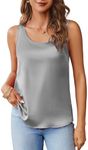 Zeagoo Silk Satin Tank Tops for Women Scoop Neck Sleeveless Camisole Tops 2024 Summer Basic Blouses Misty Grey