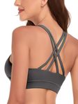 RELLECIGA Women's Anthracite Strappy Padded Sports Bra Yoga Bra Tops Size Medium