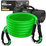 Rhino USA Kinetic Recovery Tow Rope Heavy Duty Offroad Snatch Strap for UTV, ATV, Truck, Car, Tractor - Ultimate Elastic Straps Towing Gear - Guaranteed for Life! (7/8" x 20' Green)