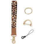 Vicloon Wrist Lanyard Key Chain, Lanyard Wristlet Strap, Wristlet Strap Keychain Holder with Metal Key Rings, Horseshoe Buckle and Small Lanyard for ID Badge Holder Keys Phone (Leopard Print)