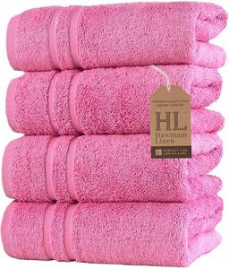 Hammam Linen Pink Hand Towels 4-Pack - 16 x 29 Turkish Cotton Premium Quality Soft and Absorbent Small Towels for Bathroom