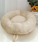 Fluffy Plush Round Dog Calming Bed Cushion Warm Cat Puppy Sleeping Mat Super Soft Furry Foldable Round Cat Warm Sleeping Bed Portable Soft Plush Pet Kennel Dog Pet Bed (Cream 99 CM for Big Dog)