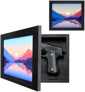 Dononr Hidden Gun Storage, Hidden Gun Safe for Pistols with Magnetic Lock, Wooden Picture Frames for Handgun, Hidden Storage Gun Safe Home Furniture, Concealment Furniture Picture Frame Box, Black
