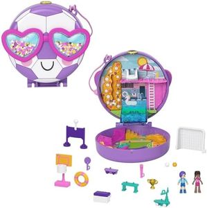 Polly Pocket Coffret Match de Football, thème Sport, avec Mini-Figurines Bella et Son Amie, 5 Surprises, 12 Accessoires, Jouet pour Enfant, HCG14
