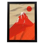 Nacnic Red Fuji Mountain Poster art, Size A3 No frame. Collage style Print for the decoration of living room walls, bedrooms, offices...