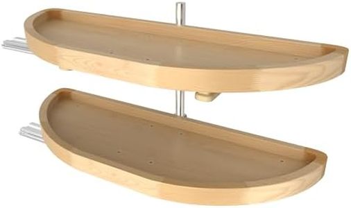 Rev-A-Shelf 32" Dual Shelf Half Moon Lazy Susan Organizer for Diagonal Blind Corner Kitchen Cabinets, Pullout Turntable Trays, Wood, 4WLS882-32-570