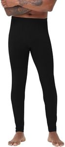 WiWi Men's Long Johns Thermal Underwear Bottoms Base Layer Leggings Viscose from Bamboo Baselayer Pants S-XXL,Black,Large