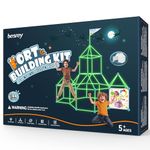 besrey Kids Fort Building Kit Den Building Kit 144 Pcs with Toss Game - Creative Fort Glow in Dark, Outdoor Play Playground Equipment, DIY Construction STEM Toys for Kids Game