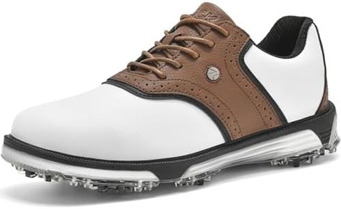 DARIBOM Mens Golf Shoes Traditions Fixed Nailless Sole Waterproof Spikeless Size 7.5-14(Brown,48)