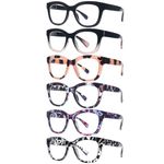 ZONLON 6 Pack Oversized Reading Glasses for Women Blue Light Blocking Large Frame Spring Hinges Computer Readers (6C1, 1.5 +)