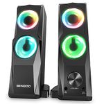 BENGOO GS01 Computer Speakers, Wired RGB Gaming Speakers for Computer Laptop Desktop,2.0 Channel Stereo PC Speakers, Compact Maneuverable Sound Bar, USB Powered 3.5mm Aux, 3.5mm Headphone Jack