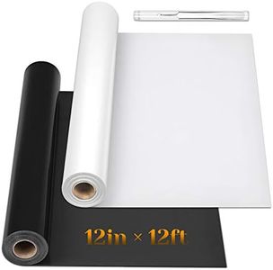 Flasoo 12 x 24ft Heat Transfer Vinyl Rolls, 2 Rolls Black and White HTV Iron on Vinyl for Shirts, Compatible with Cricut, Cameo, Heat Press Machines (12 Inches by 12 Feet Per Roll)