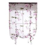 Garneck Lavender Tie Up Curtain Floral Roman Shades Curtain Rod Pocket Sheer Voile Darkening Balloon Curtain Valance for Home Kitchen Office Windows Size 4