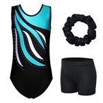 BAOHULU Leotards for Girls Gymnastics Embroidery Glitter Tumbling Shorts Bottoms KHB179_BlackBlue_8A