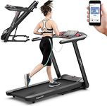 COSTWAY Folding Treadmill, 4.75HP Electric Walking Running Machine with 15% Auto Incline, Voice and APP Control, Bluetooth Speaker, 20 Preset Programs, LED Screen, Motorized Treadmills for Home Office