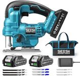 SEESII Jig Saw, Cordless Jigsaw Tool with 2×2.0Ah Batteries and Charger, ±45° Bevel Cuts, 4 Orbital Action for Wood Cutting, Variable Speed, Mini Jigsaw with 9 Blades, LED Light, Lock, Storage Bag