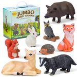 Learning Minds Set of 8 Jumbo Forest Animal Figures - Woodland Animals For 1,2,3 Year Olds - Toy Animals For Kids Age 18 Months Plus - Toys For 1 Year Old Boys