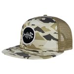 BASSDASH Flat Brim Trucker Cap Adjustable Snapback Hat Mesh Back for Men Women, Mountain Camo, One Size