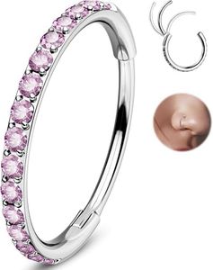 OUFER Nose Rings Surgical Steel Cartilage Earrings Tragus 316L Stainless Steel Helix Earrings Cartilage Earring 14G/16G/18G/20G Hinged Segment Rings Hoop