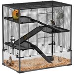 PawHut Hamster Cage with 23 cm Tempered Glass Bottom, 4 Tier Large Hamster Tank with Hut, Running Wheel, Platforms, Ramps, Food Dish, Water Bottle, for Syrian, Dwarf, Rats, Gerbils, 78.5 x 48.5 x 80cm