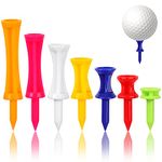 Weysoo 70 Pcs Golf Tees, Mixed Sizes Plastic Golf Tee, Durable Castle Tees Small Golf Tees in Multiple Colors(25mm, 32mm, 39mm, 45mm, 51mm, 59mm, 70mm)