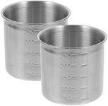 MAGICLULU 2pcs Stainless Steel Rice Measuring Cup Rice Cooker Measuring Cups Scale Measuring Cup Baking Measuring Set Metal Kitchen Container Measurement Tools 250ml