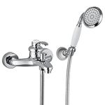 Aolemi Wall Mount Bathtub Faucet with Handheld Sprayer Wall Mounted Tub Filler Single Handle Tub Faucet with Diverter,Polish Chrome