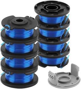 String Trimmer Spool Weed Eater Spools Single Line 11ft 0.065 by Primeswift Compatible with Ryobi One+ 18V 24V 40V,with 11ft 0.065" Auto Feed Cordless 29252 and 522994001 Cap Covers (8 Spools+1 Cap)