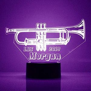 Trumpet Custom LED Sign Night Light Lamp Light Up Name Sign with Remote, Personalized Name Sign Customized the Way You Want It, Made in the USA, Clear Acrylic Sign with 16 Colors, 4 Light Modes