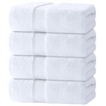 Luxury White Bath Towels Extra Large | 100% Soft Cotton 700 GSM Thick 2Ply Absorbent Quick Dry Hotel Bathroom Towel | 27x54 Inch | White | Set of 4