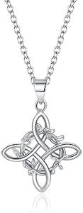 YMHOP Witches Knot Necklace Nudo De Bruja Pendant Original Tetragrammaton Amuleto de Proteccion 925 Sterling Silver Wicca Moon Irish Celtic Jewelry for Women Girls A, Sterling Silver, Cubic Zirconia