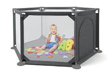 Babylo Safe and Secure Playpen, Suitable for Toddlers, with Zip up Door and Breathable mesh