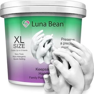 Luna Bean Huge Oversize XL Family Hand Casting Kit – Family Size Hand Molding Kit – Casts 6 Hands Comfortably Adults & Kids, Gifts for Family with Kids - Thanksgiving Gifts