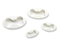 Bakingequipments Plastic Dog Bone Cookie Cutter Embosser Cake Decorating Baking Mold Tools (Pack of 4, White)