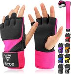 WYOX Gel Premium Hand Wraps for Boxing Gloves, Quick 80cm Wrist Wraps, Padded Knuckle Boxing Wraps for Men, Women, Muay Thai Hand Wraps, MMA Kickboxing Martial Arts Inner Glove (Pink, S-M)