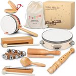 Stoie’s International Wooden Music Set, Percussion Kids Musical Instruments, Montessori Unique Play Toddler Musical Instruments for Kids Ages 3, 5, 9, 12- Baby Musical Toys, Baby Musical Instruments