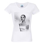 Audrey Hepburn Actress Hollywood Star Actress Women's Round Neck Organic Cotton T-Shirt, white, M