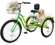 YITAHOME Adult Tricycle, 24 & 26 Inch 3-Wheel Bikes, 1 & 7 Speed Trike for Adults, Low Step-Through Cruiser Bike with Front and Rear Baskets, Large Seat with Backrest for Seniors, Women, Men