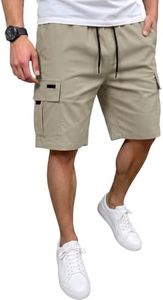 JEMLDL Men's Shorts Cargo Classic Stretch Waist Drawstring Casual Outdoor Work Short with 5 Pockets Gray XXL