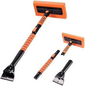 LIVINGbasics Telescoping Snow Broom with Removable Ice Scraper Snow Brush with Foam Grip for Car SUV Truck Windshield Windows