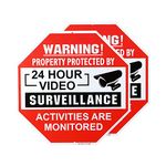 METERIO Video Surveillance Sign 2 Pack, Aluminum No Trespassing Metal Reflective Warning Sign, UV Protected and Waterproof, Indoor or Outdoor Use for Home Business CCTV Security Camera, 12×12 inches