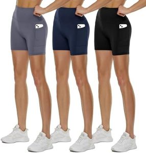3 Pack High Waisted Biker Shorts for Women – 3"/ 5"/ 8" Black Workout Yoga Compression Novelty Shorts for Running