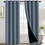 H.VERSAILTEX 100% Blackout Curtains for Bedroom Thermal Insulated Full Blackout Curtains for Living Room Energy Efficiency Window Draperies with Black Liners 1 Panel, 52x84 Inch, Stone Blue