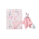 CREVENT Soft Cozy Baby Blankets for Boys Girls + Security Blanket, Set with A Gift Bag Newborn Essentials (Unicorn)