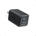 Anker Nano Charger, 47W 2 Port Compact Foldable GaN USB C Charger for iPhone 17/16/15, Galaxy, Pixel, Compatible with MagSafe (Black)