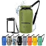 Earth Pak-Torrent Series Waterproof Dry Bag Keeps Gear Dry for Kayaking, Boating, Hiking, Camping and Fishing with Waterproof Phone Case (Green, 10L)