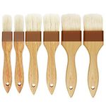 6 Pieces Pastry Brushes Basting Oil Brush with Boar Bristles and Beech Hardwood Handles for Spreading Butter Cooking Baking BBQ Oil Brush(1 inch, 1.6 inch, 3 inch)