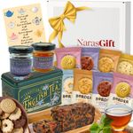 Biscuits Gift Set and Afternoon Tea Hamper for 2-40 English Tea Bags Vintage Tin, 8 x 2 Pack Border Biscuits, 400g Fruit Cake - Food Hamper for Couples, Birthday Hampers for Women, Fathers Day Hamper